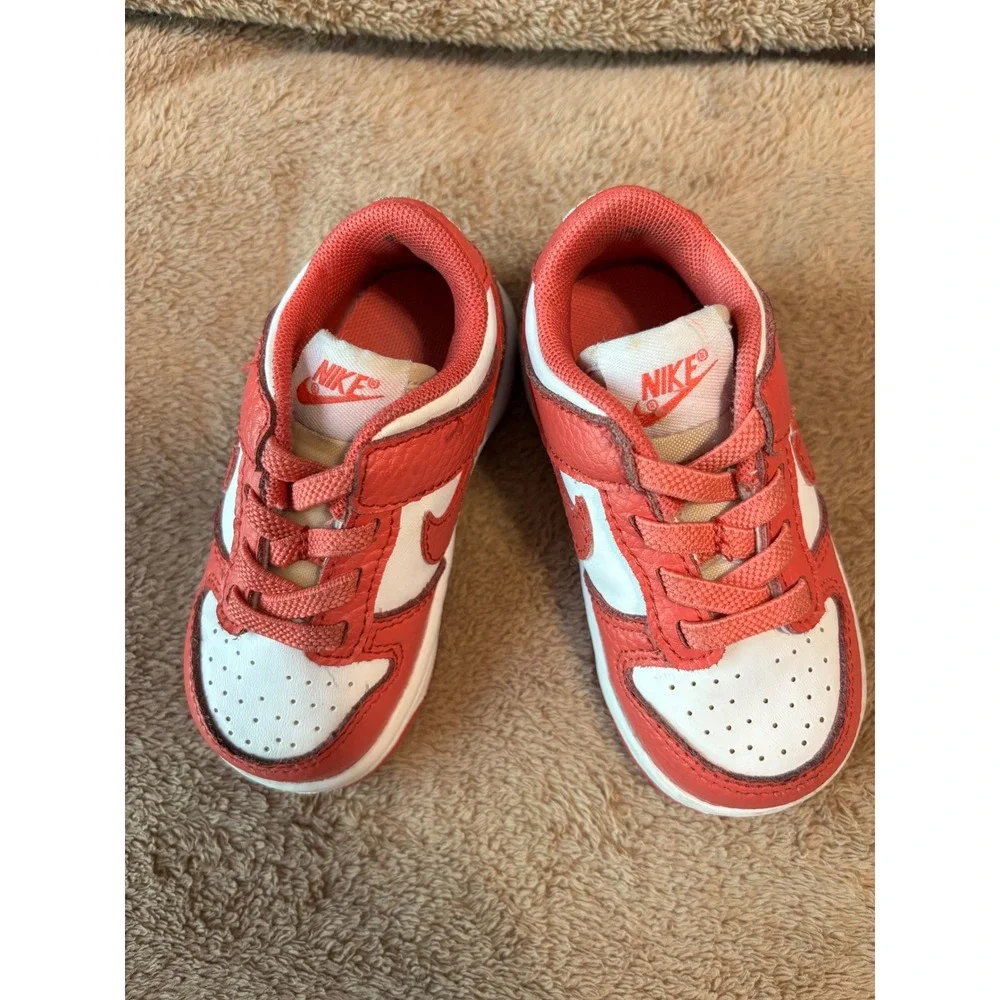 Nike Dunk Low Toddler Sneakers Gypsy Rose Pink White Leather Shoes‎ Size 6C VGUC